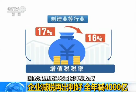 增值税税率下降 多种减税手段减少企业税负