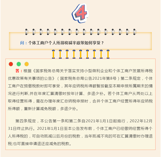 @个体工商户，享受个人所得税减半政策，必知的4个热点问题！